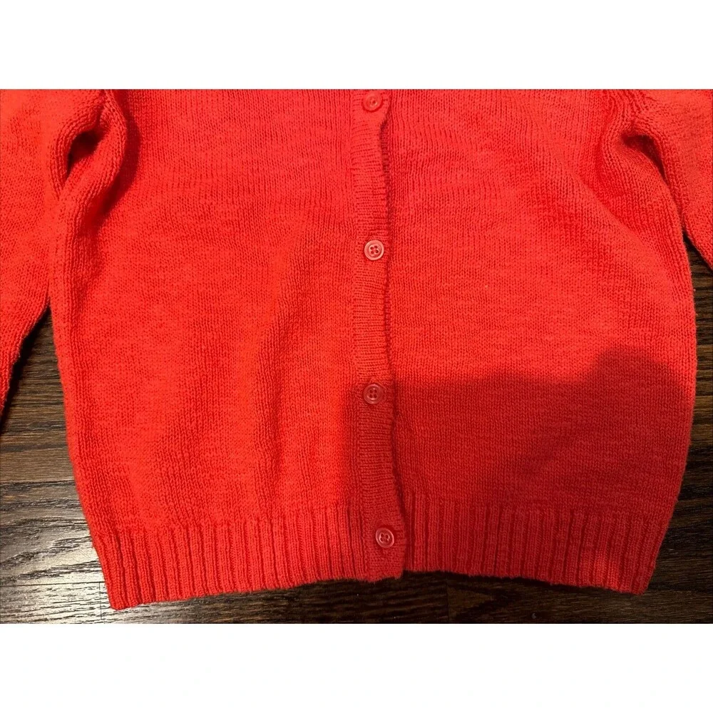 Gymboree Girls Orange Red Button Front Knit Cardigan Sweater Size M 7-8‎